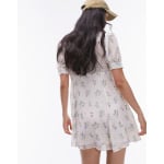 Платье Topshop Mini With Boat Neckline In Vintage Style Floral Pattern, мультиколор - фото 3