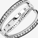 Кольцо Pandora Signature Logo And Hearts, серебро - фото 4