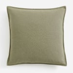 Декоративная наволочка H&M Home Linen-blend, темно-зеленый хаки - фото