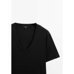 Базовая футболка V-NECK Massimo Dutti, черный - фото 4