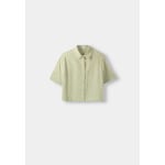 Блузка-рубашка SHORT SLEEVE TEXTURED RUSTIC Bershka, цвет light green - фото 6