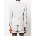 Thom Browne seersucker single-breasted blazer, серый - фото 4