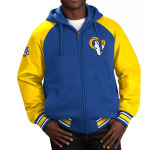 Мужская спортивная куртка Carl Banks Royal Los Angeles Rams Defender Raglan с капюшоном и молнией во всю длину. G-III - фото 3