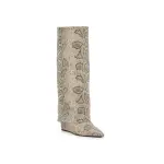 Сапоги Evander Wide Calf Foldover Boot Madden Girl, цвет beige_blacksnakeprint - фото