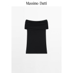 Футболка женская Massimo Dutti в минималистичном стиле, черный - фото