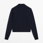 Кардиган Massimo Dutti 100% Wool Cropped Knit, темно-синий - фото 2