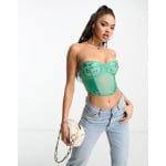 Корсет на косточках с вышивкой Asos Design Jade, зеленый - фото