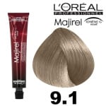 Краска для волос L'Oreal Professionel Majirel 50 мл 9.1 Очень светлый пепельный блондин - фото