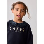 Платье свитер с цветочным принтом и оборками на воротнике из пайеток Baker By Ted Baker, синий - фото 3