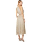 Платье DKNY Halter Neck Maxi Dress w/ Self Belt, цвет Ivory/Gold/Silver - фото