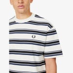 Полосатая футболка из хлопкового трикотажа с короткими рукавами Fred Perry, экрю - фото 4