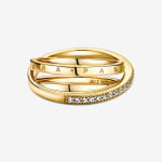 Кольцо Pandora Signature Crossover Pave Triple Band, золото - фото 3