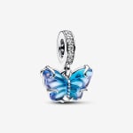 Шарм-подвеска Pandora Blue Murano Glass Butterfly, серебро - фото