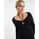 Черное трикотажное платье миди с перекрещенными лямками ASOS DESIGN Maternity - фото 4