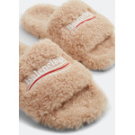 Сандалии BALENCIAGA Furry slide sandals, бежевый - фото 2