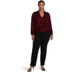 Блуза LAUREN Ralph Lauren Plus-Size Pleated Velvet Surplice Blouse, цвет Deep Rhodonite Velvet - фото 3