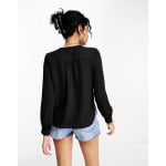 Блузка Asos Design Long Sleeve With Pocket Detail, черный - фото 3