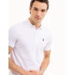 Футболка поло U.S. Polo Assn. Slim Fit Solid Pique, белый - фото 4