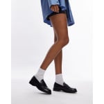 Черные кожаные лоферы под крокодила Topshop Callie - фото