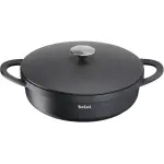 Кастрюля Tefal "Траттория", литой алюминий, (1 шт), литой алюминий, антипригарное покрытие, с крышкой, все виды плит, индукция Ø 28 см + высота 12,5 см., черный - фото