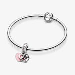 Шарм-подвеска Pandora Moments Mom Script Heart, серебро/розовый - фото 5