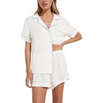 Пижама Eberjey Gisele Relaxed Short PJ Set, цвет White/Ice Blue - фото 3