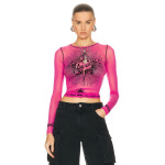 Топ Jean Paul Gaultier Printed Safe Sex Tattoo Long Sleeve Crew Neck, цвет Pink Shocking - фото