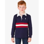 Футболка поло U.S. Polo Assn. Boys Long Sleeve Pieced Stripe, темно-синий - фото