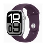 Умные часы Apple Watch Series 10 (GPS), 46 мм, Silver Aluminum Case/Plum Sport Band - S/M - фото