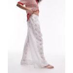 Брюки Topshop Broderie Wide Leg Beach, белый - фото 2