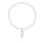 Браслет Tous Yunque Elastic With Cultured Pearls And Two-Tone Charm, жемчуг - фото 3