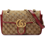 Сумка Gucci GG Marmont Mini Bag Beige/Ebony/New Cherry Red, бежевый - фото