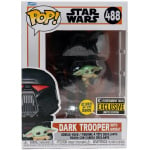 Фигурка Funko POP! Star Wars: The Mandalorian - Dark Trooper Holding Grogu Glow-in-The-Dark Exclusive - фото