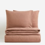 Комплект двуспального постельного белья H&M Home Muslin King, светло-коричневый - фото