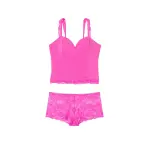 Укороченный комплект на бретельках из модала и кружева Victoria'S Secret, цвет Fuchsia Frenzy - фото 3