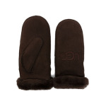 UGG logo-embroidered shearling mittens, коричневый - фото