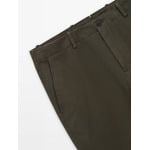 Брюки Tapered-Fit из хлопчатобумажной саржи Massimo Dutti, зеленый - фото 4