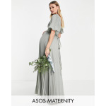 Оливковое платье макси со складками ASOS DESIGN Maternity Bridesmaid - фото