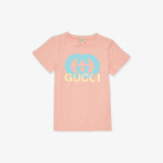 Футболка из хлопкового джерси с логотипом 4–12 лет Gucci, розовый - фото