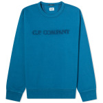 Толстовка C.P. Company Cotton Diagonal Fleece Logo Sweatshirt, цвет Ink Blue - фото