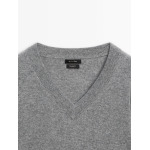 Свитер Massimo Dutti Knit 100% Cashmere V-neck, серый - фото 3