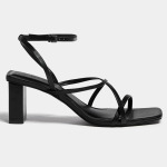 Босоножки Pull&Bear Heeled With Crossover Straps, черный - фото