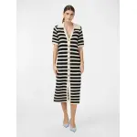 Трикотажное платье Y.A.S "YASCROC SS MIDI KNIT DRESS NOOS", в полоску, черный - фото 4