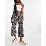 Брюки ASOS DESIGN Plisse Wide Leg Culottes, мультиколор - фото