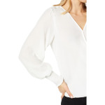 Блуза Vince Camuto V-Neck Overlap Long Sleeve Blouse, цвет New Ivory - фото 2