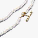 Колье Pandora Essence Treated Freshwater Cultured Pearls T-Bar Necklace, белый/золото - фото 2