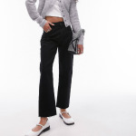 Джинсы Topshop Cropped Mid Rise Straight, черный - фото