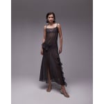 Платье Topshop See-through Maxi With Ruffles, темно-серый - фото