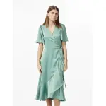 Платье с запахом Y.A.S "YASTHEA 2/4 MIDI WRAP DRESS S. NOOS", с воланом, зеленый - фото