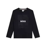 Футболка для мальчика из 100% хлопка с логотипом спереди BOSS Kidswear, черный - фото